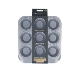 MasterClass Smart Ceramic Muffin Tray with Robust Non-Stick Coating, Carbon Steel, Grey, 24 x 22cm