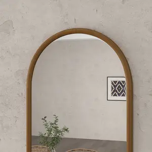 HOMCOM Wall Mirror, Arch Mirror for Wall Mounted, Home Decor, Brown