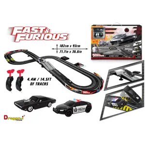 Fast & Furious Ultimate Speed Electric Racetrack Slot Car Set, 2 Player Car Slot Race Set For Kids, 4.4M / 14.5FT