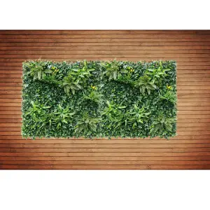 Artificial Plant Flower Living Wall Panels Realistic - Greenwheat - Indoor / Outdoor - 1m x 1m - Home, Garden, Office