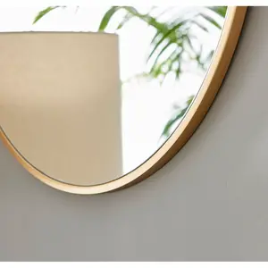 Alcantera Round Metal Frame Wall Mirror Simple and Elegant Modern Design Gold / 60cm H x 60cm W