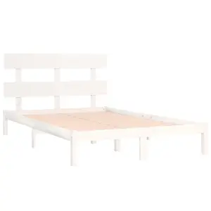 Berkfield Bed Frame White Solid Wood 200x200 cm