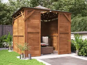 Dunster House Wooden Gazebo 2.5m x 2.5m Erin Enclosed Solid Wall Panels & Front Panel