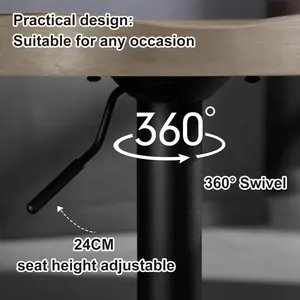 Persaeus Adjustable Height Counter Stool with Metal Frame (Set of 2) Light wood look