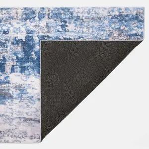 Rug Abstract Area Carpet Modern Rugs Geometric, Blue - 80 x 150cm