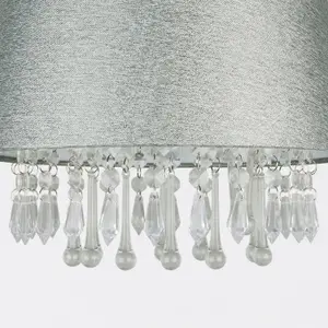 First Choice Lighting Set of 2 Sparkle Grey Jewelled Easy Fit Light Shades