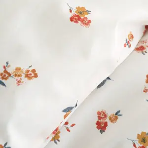 Catherine Lansfield Frill Ditsy Floral Reversible Duvet Cover Set with Pillowcase Cream