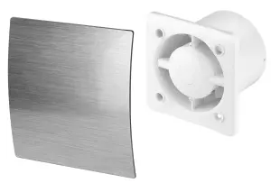 Awenta 125mm Timer Extractor Fan Silver ABS Front Panel ESCUDO Wall Ceiling Ventilation