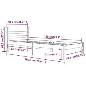 Berkfield Bed Frame Solid Wood Pine 75x190 cm White Small Single