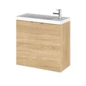 Fusion 600mm Wall Mount Vanity Unit Natural Oak