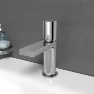 Nes Home Arte Handleless Futuristic Chrome Basin Mixer Tap Deck Mounted Brass Core