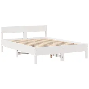 Berkfield Bookcase Bed without Mattress White 150x200 cm King Size Solid Wood Pine