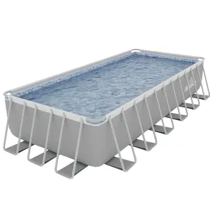 Dellonda 25FT Deluxe Steel Frame Swimming Pool With Ladder Covers & Filter Pump