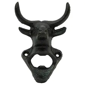 Woodside Cast Iron Bull Head Wall Mount Bottle Opener