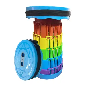 Rainbow Portable Telescopic Stool, Collapsible Plastic Stool for Hiking, Fishing, Camping