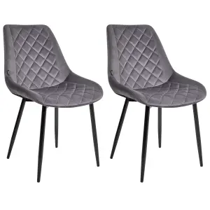 Set of 2 Dining Chairs MARIBEL Velvet Grey