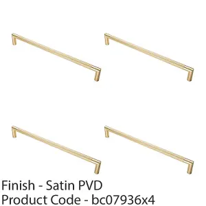 4 PACK - Knurled Mitred Door Pull Handle 470 x 20mm 450mm Fixing Centres Satin Brass PVD