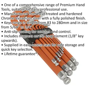 Premium 13 Piece Long Jumbo Ball-End Hex Key Set with Anti-Slip Coating