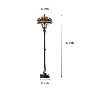 BELOFAY 16-Inch Boheme Style Tiffany Stained Glass Handmade Floor Lamps for Living Room, Bedroom, and Lounge