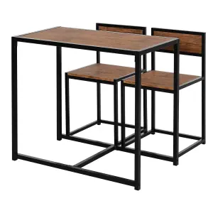 HOMCOM 3 Piece Dining Table Set with Metal Frame Natural