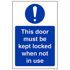 Door Kept Locked When Not In Use Fire Sign - Adhesive Vinyl 100x150mm (x3)