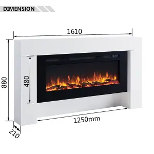 FLAMME Carmaux 63" / 161cm Freestanding Electric Fireplace Suite, 3 Flame Colours, 2000W Heater, Cement Grey