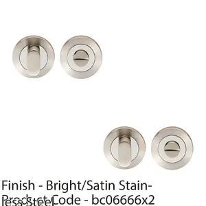 2 PACK - Round Thumbturn Lock and Release With Indicator Satin & Bright Steel