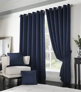 Adiso Eyelet Ring Top Curtains Navy 229cm x 183cm