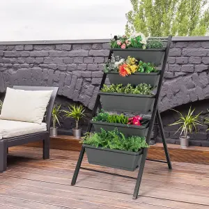 Costway 5-Tier Vertical Raised Garden Bed Freestanding Garden Planter with 5 Container Boxes