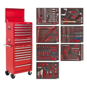 Sealey Tool Chest14 Drawer Ball Bearing Slides Red 446 Pcs Tool Kit TBTPCOMBO1