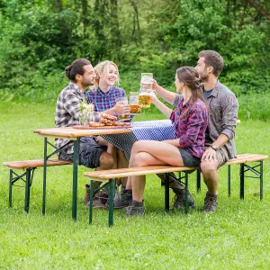 Dining Table and Bench Set Ralf - 2 benches, foldable, durable, stable - brown