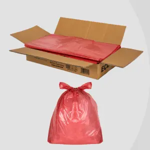 ECO440R Medium Duty Refuse Sack Red - Bin Bags - Bin Liners - 80L - 200 Bags