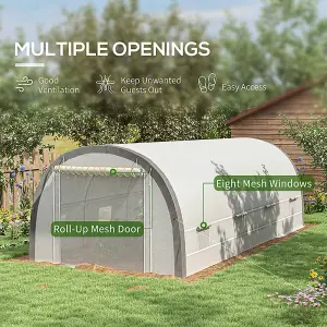 Outsunny Walk-in Tunnel Greenhouse, Upgraded Structure, Mesh Door & Windows