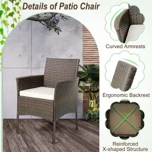 Costway Set of 4 Patio Dining Chairs Outdoor Garden PE Wicker Chairs with Removable Cushions