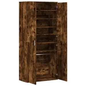 Berkfield Shoe Cabinet Smoked Oak 80x39x178 cm Engineered Wood