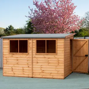 Shire Norfolk Workshop Pent Shed 10x8 Double Door 19mm Loglap Style B