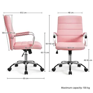 Yaheetech Height Adjustable PU Leather Office Chair with Armrests - Pink