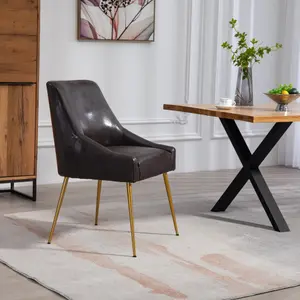 Set of 2 Lograto Faux Leather Dining Chairs - Brown