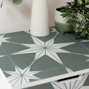 Quadrostyle Astra Olive Wall Tile and Furniture Vinyl Stickers 15cm(L) 15cm(W) pack of 6