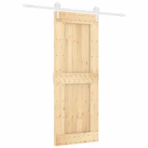 Berkfield Sliding Door with Hardware Set 80x210 cm Solid Wood Pine