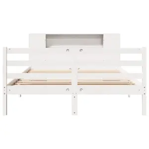 Berkfield Bookcase Bed without Mattress White 135x190 cm Double Solid Wood Pine