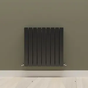 Horizontal Black Double Flat Panel Radiator (H) 600 mm x (W) 612 mm, 3044 BTU.