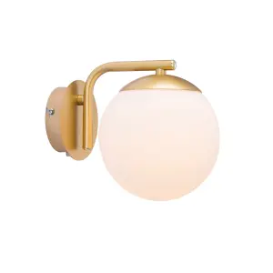 Nordlux Grant Indoor Bedroom Living Dining Office Wall Light in Brass (Diam) 14.5cm