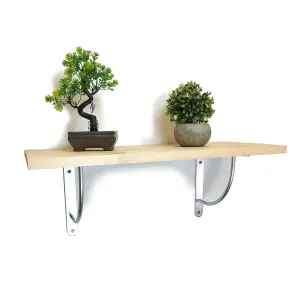 Solid Pine Rustical Shelf Primed with LUK05 Bracket 25x80cm