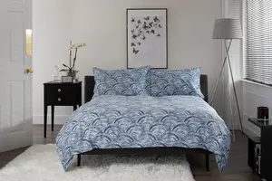 The Lyndon Company New Moon Blue  Cotton Bedlinen Duvet set Blue