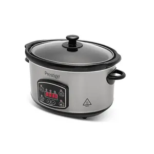 Prestige Silver Stainless Steel Programmable Digital Slow Cooker with Timer Small 5.5L