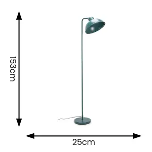 ValueLights Morris Teal Metal Stem Standing Floor Lamp with Angled Dome Shade for Living Room office