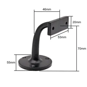 EAI Handrail Bracket Black Pack 2 Banister Brackets Stair Banister Wall Handrail 63mm