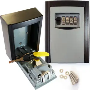 4 Digit Security Key Safe Lock Weather Resistant Outdoor Rated Wall Mounted Box