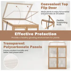 Costway Garden Cold Frame Portable Mini Wooden Greenhouse with 2 Removable Shelves